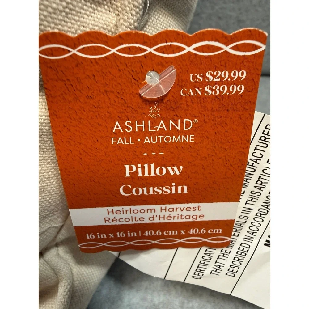 Ashland Mushroom Throw Pillow‎ 16x16 Cream Red Tufted Embroidered NWT Goblincore